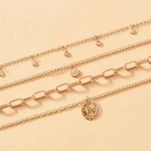 สร้อยคอทอง สามชั้น โซ่เล็ก จี้เม็ดเล็ก สไตล์มินิมอล