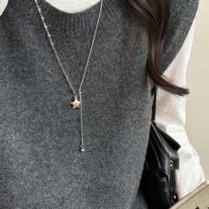 สร้อยคอเงิน จี้ดาวห้าแฉก ยาว สไตล์เกาหลี