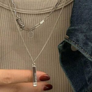 สร้อยคอสองชั้น โซ่เงินทอง จี้กางเขน สไตล์แฟชั่น