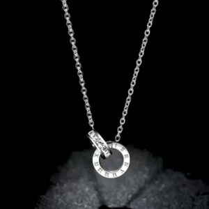 สร้อยคอเงิน จี้วงกลมประดับเพชร มินิมอล สวยหรู