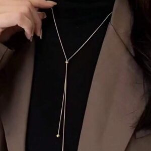 สร้อยคอทอง ทรงยาว แบบแท่งเรียว สไตล์เกาหลี