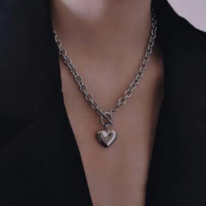 สร้อยคอเงิน จี้หัวใจประดับหิน สวยหรู สำหรับสาวหวาน