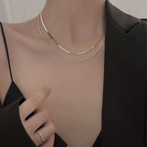 สร้อยคอเงิน โซ่เล็ก มินิมอล สวยเรียบ สไตล์เกาหลี