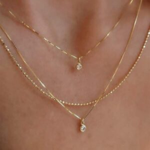 สร้อยคอทอง สองชั้น จี้ไข่มุก สวยหวาน สำหรับสาวน่ารัก