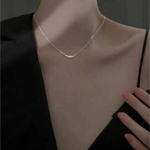 สร้อยคอเงิน โซ่โค้ง มินิมอล สวยเรียบ สไตล์เกาหลี