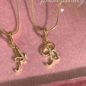 สร้อยคอทอง จี้ตัวอักษร F มินิมอล สไตล์เกาหลี