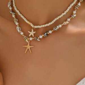 สร้อยคอทอง สองชั้น ไข่มุก จี้ดาว สไตล์หวาน