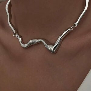 สร้อยคอเงิน ทรงคลื่น มินิมอล สวยเรียบ