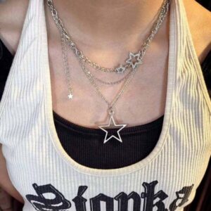 สร้อยคอเงิน สองชั้น จี้ดาว สไตล์เกาหลี