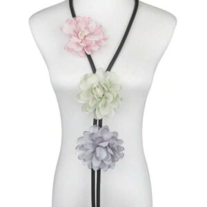 สร้อยคอดอกไม้ผ้า สามสี สไตล์โบฮีเมียน สวยเก๋